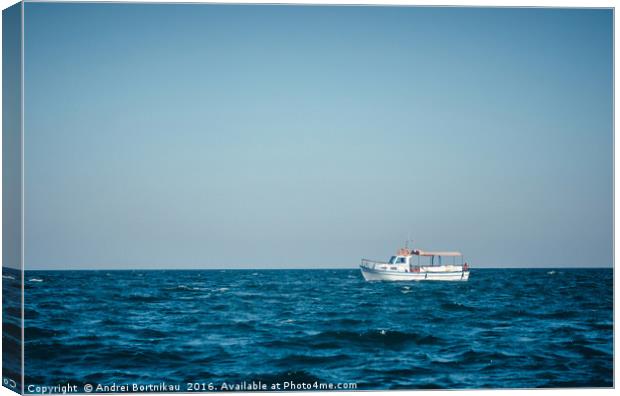Lonely tourist boat in the Black Sea without peopl Canvas Print by Andrei Bortnikau
