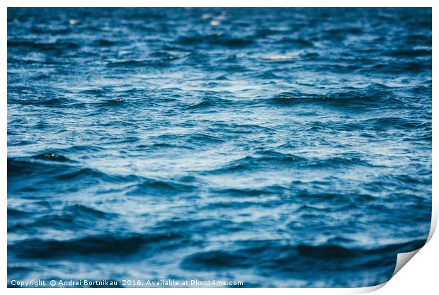 In the open Black Sea. Waves in the dark water.  Print by Andrei Bortnikau