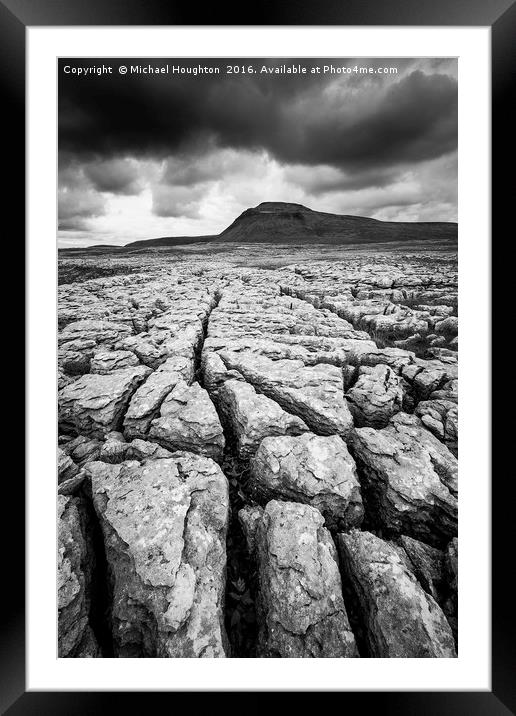 Ingleborough from White Scars Framed Mounted Print by Michael Houghton
