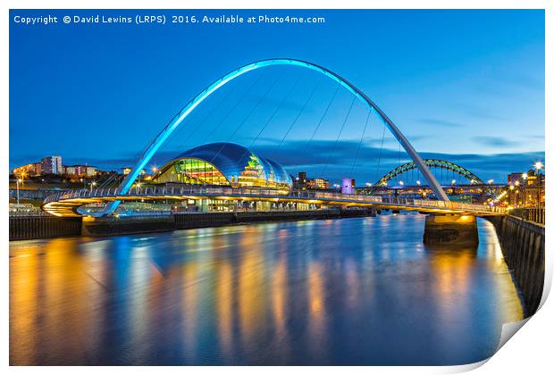 Millennium Bridge - Gateshead Print by David Lewins (LRPS)