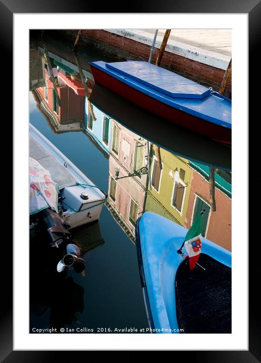 Burano Reflection Framed Mounted Print by Ian Collins