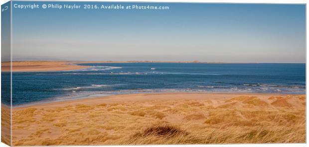 Over the Dunes lies the beautiful bay......... Canvas Print by Naylor's Photography