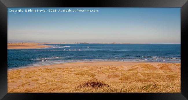 Over the Dunes lies the beautiful bay......... Framed Print by Naylor's Photography