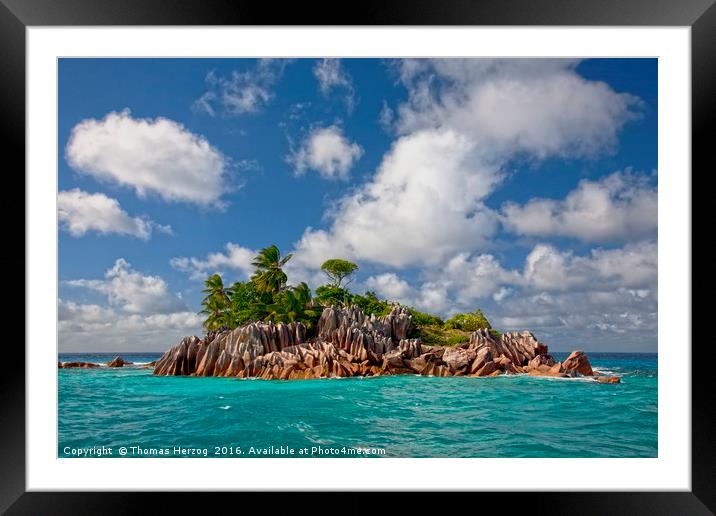 St. Pierre Island at the Seychelles Framed Mounted Print by Thomas Herzog