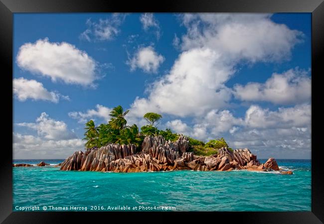 St. Pierre Island at the Seychelles Framed Print by Thomas Herzog