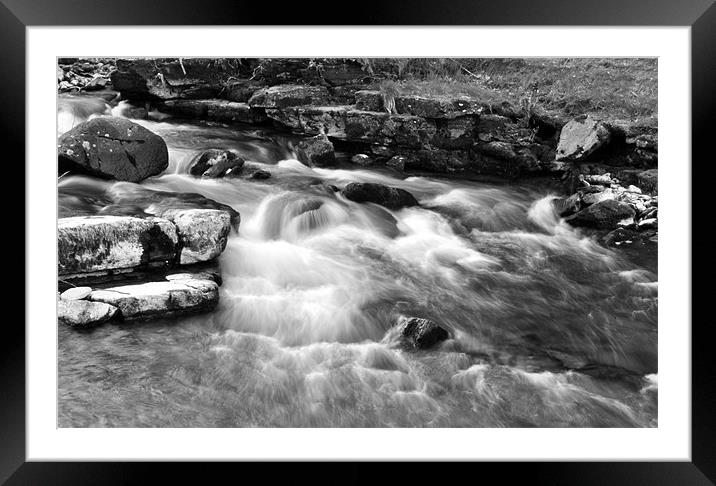 The East Lyn River at Lynmouth, b+w Framed Mounted Print by graham young