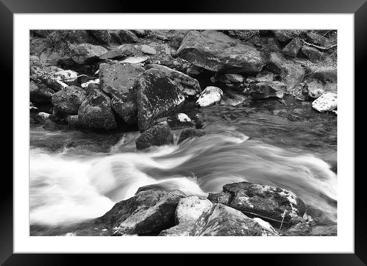 an exmoor stream b+w Framed Mounted Print by graham young
