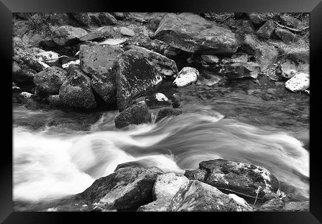 an exmoor stream b+w Framed Print by graham young