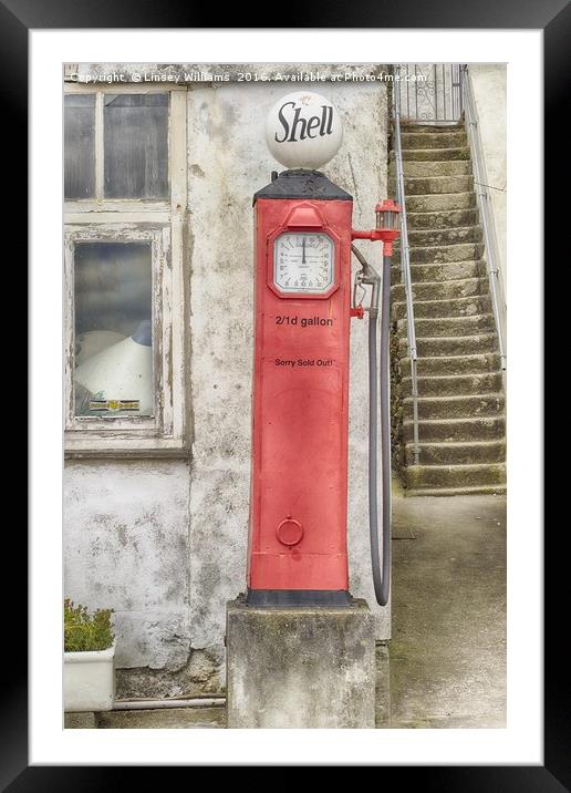 Shell Petrol Pump Framed Mounted Print by Linsey Williams