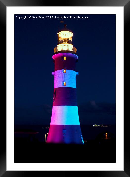 Evening Lighthouse Show Framed Mounted Print by Sam Rowe