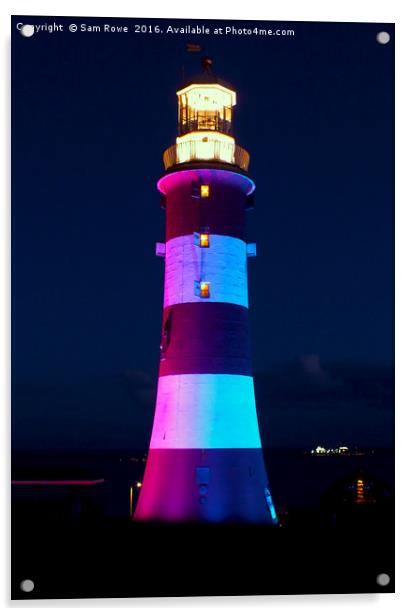 Evening Lighthouse Show Acrylic by Sam Rowe