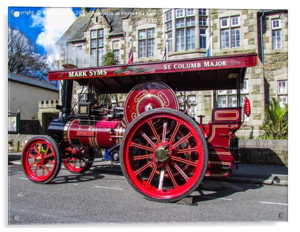 Majestic Red Steam Traction Engine Acrylic by Beryl Curran