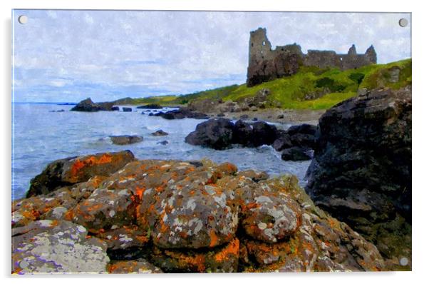 dunure castle,ayrshire Acrylic by dale rys (LP)