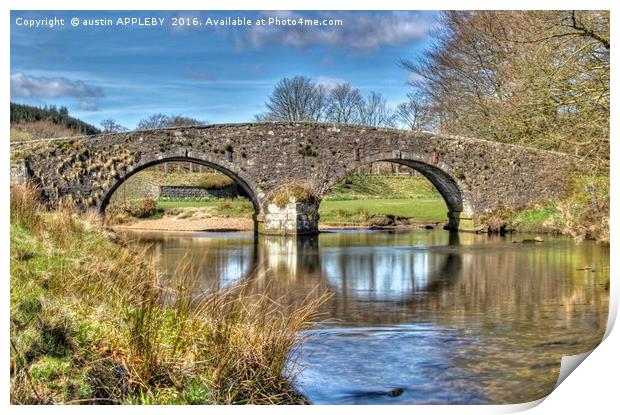 Two Bridges Old Bridge Dartmoor Print by austin APPLEBY