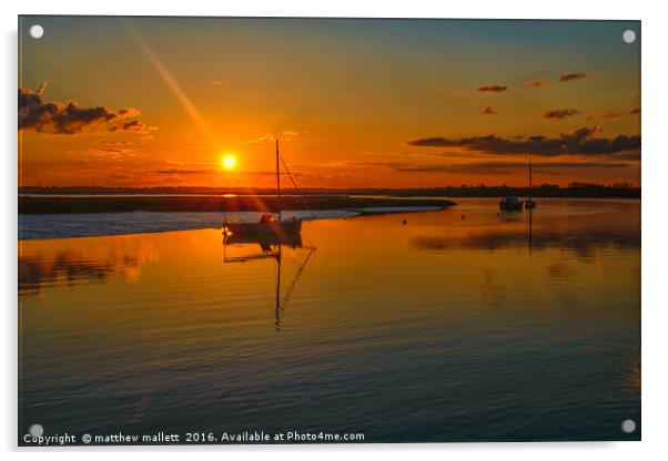 Titchmarsh Marina Essex April 2016 Sunset Colour Acrylic by matthew  mallett