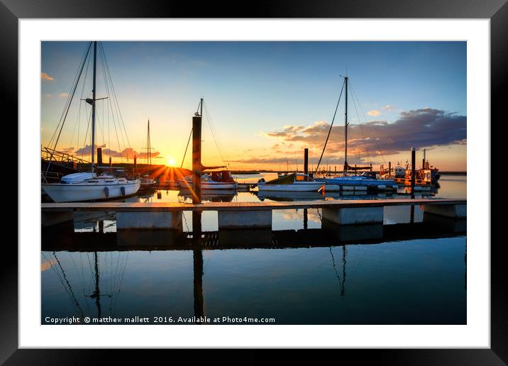Titchmarsh Marina Jetty Sunset View Framed Mounted Print by matthew  mallett