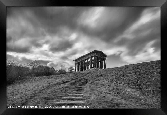 Penshaw monument during showers Framed Print by andrew blakey
