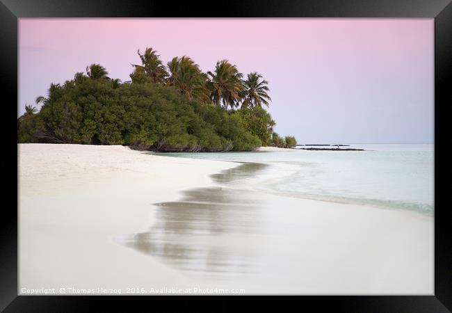 Sunset at Kuramathi Island/Maldives Framed Print by Thomas Herzog