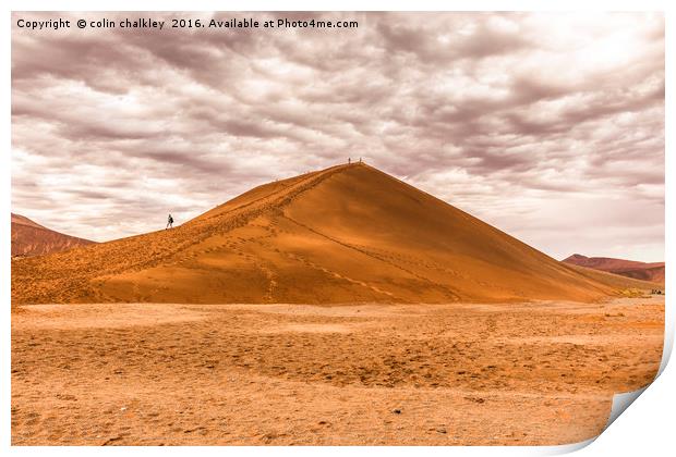 Early Morning Walkers on Dune 45 Print by colin chalkley