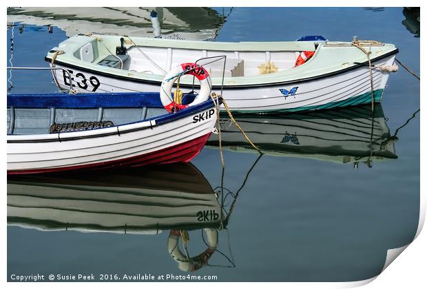 Small Skiffs - Lyme Regis Harbour Print by Susie Peek