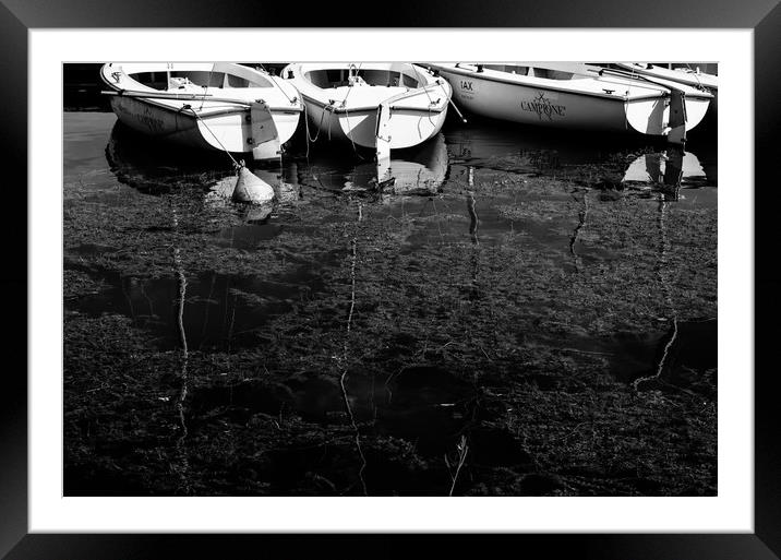 Black and White Boats Framed Mounted Print by Patrycja Polechonska