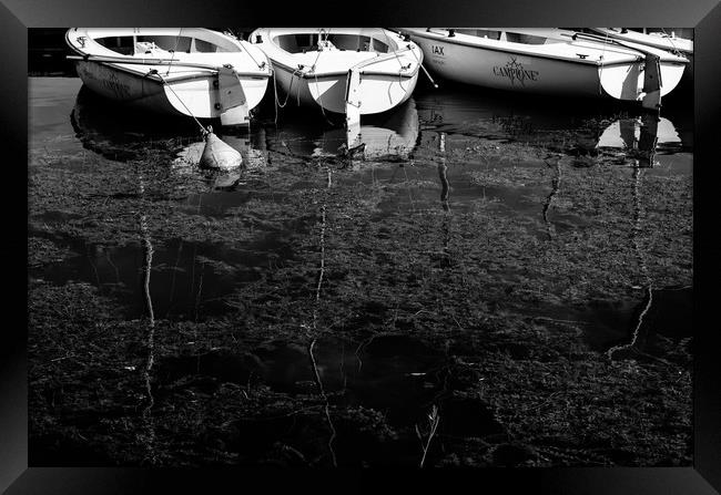 Black and White Boats Framed Print by Patrycja Polechonska