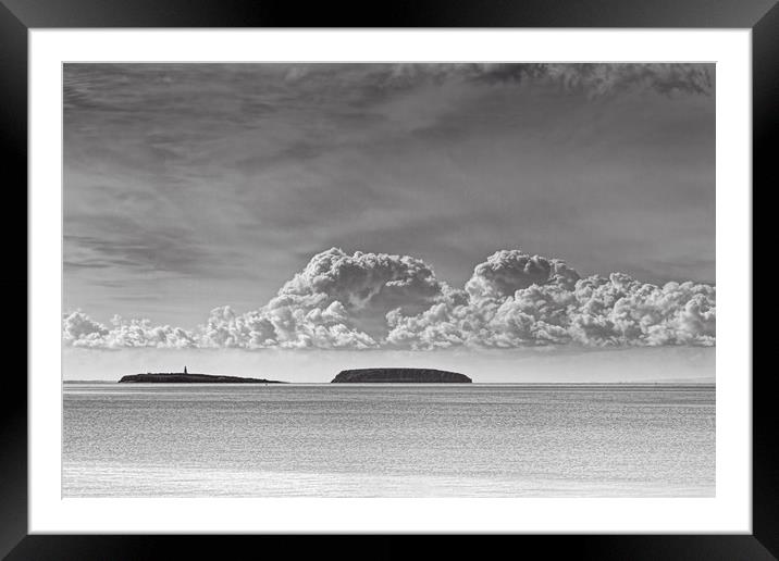 Flat Holm And Steep Holm Mono Framed Mounted Print by Steve Purnell