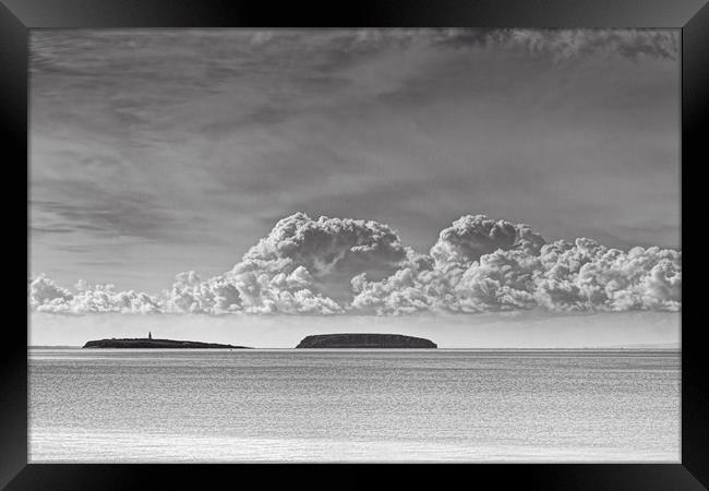 Flat Holm And Steep Holm Mono Framed Print by Steve Purnell