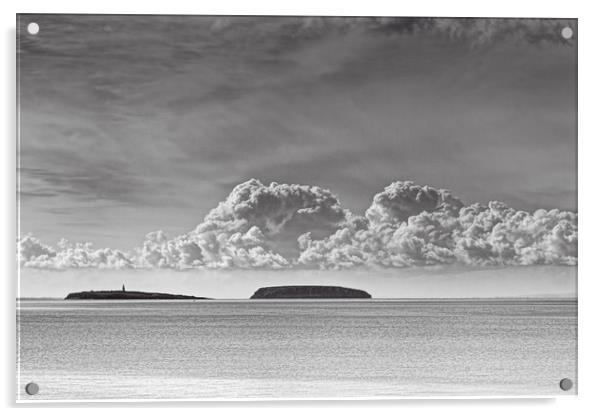 Flat Holm And Steep Holm Mono Acrylic by Steve Purnell