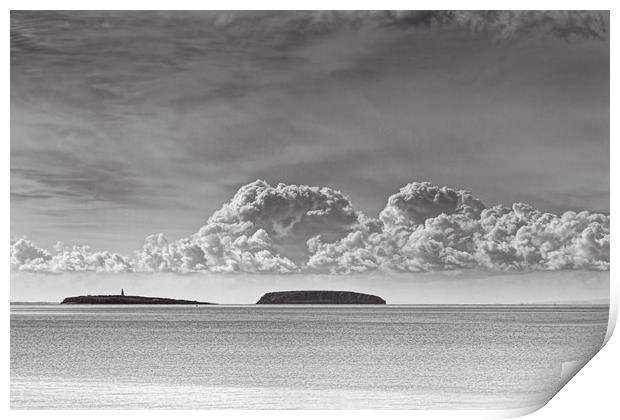 Flat Holm And Steep Holm Mono Print by Steve Purnell