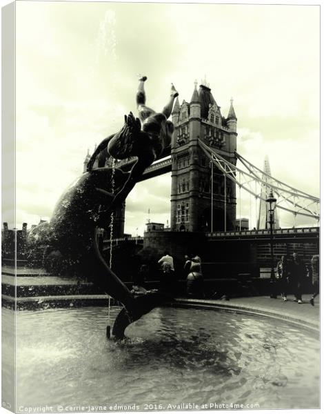 Tower bridge and the girl with a dolphin           Canvas Print by cerrie-jayne edmonds