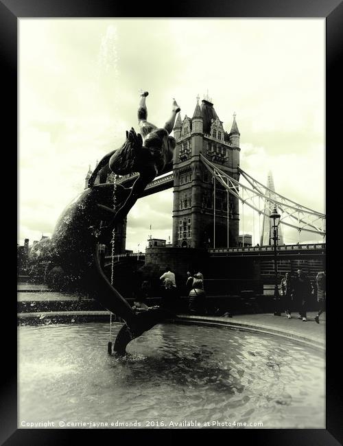 Tower bridge and the girl with a dolphin           Framed Print by cerrie-jayne edmonds
