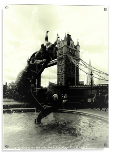 Tower bridge and the girl with a dolphin           Acrylic by cerrie-jayne edmonds