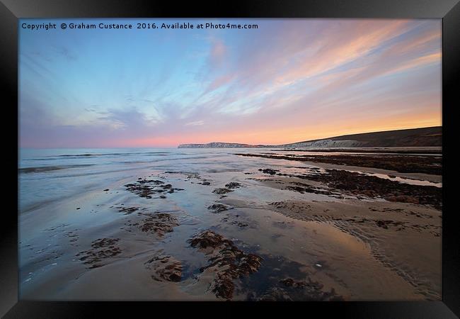 Compton Bay Sunset - Isle of Wight Framed Print by Graham Custance