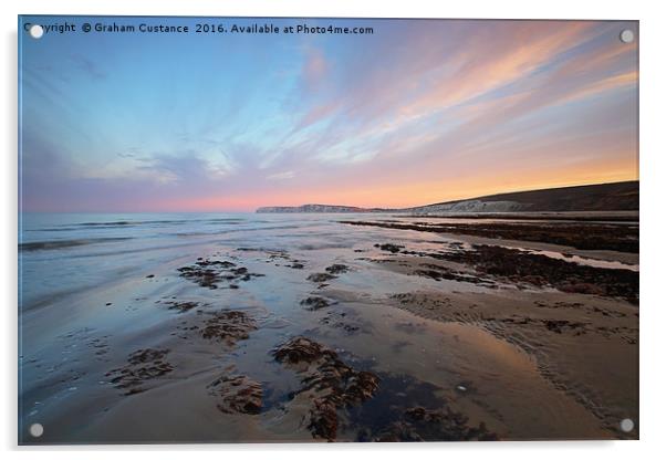Compton Bay Sunset - Isle of Wight Acrylic by Graham Custance