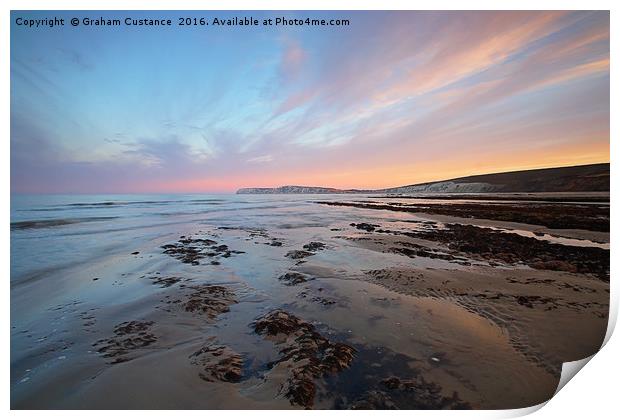 Compton Bay Sunset - Isle of Wight Print by Graham Custance