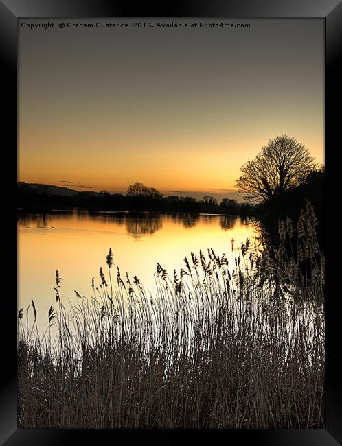 Reservoir Sunset Framed Print by Graham Custance