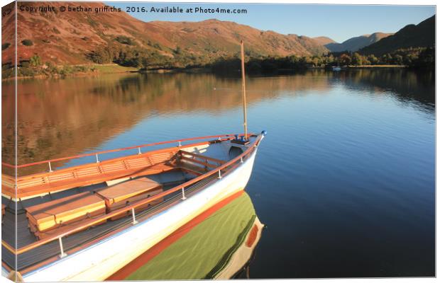 Boat on Ullswater Lake Canvas Print by bethan griffiths