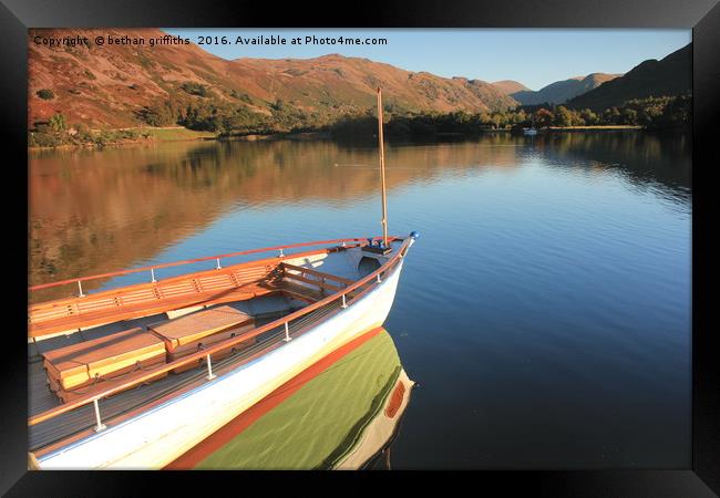 Boat on Ullswater Lake Framed Print by bethan griffiths