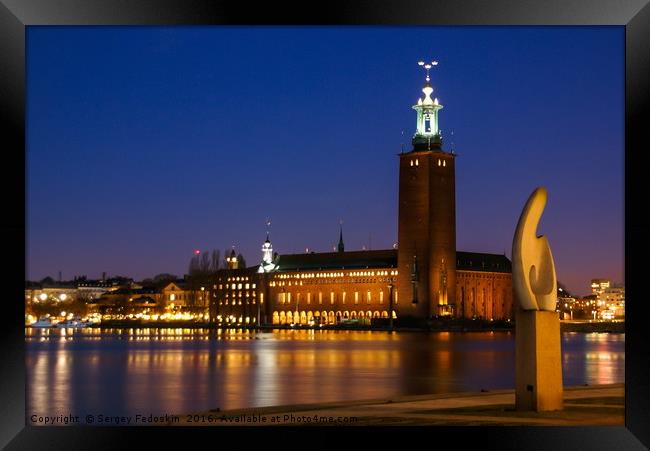 City Hall in night Stockholm. Sweden. Europe. Wint Framed Print by Sergey Fedoskin