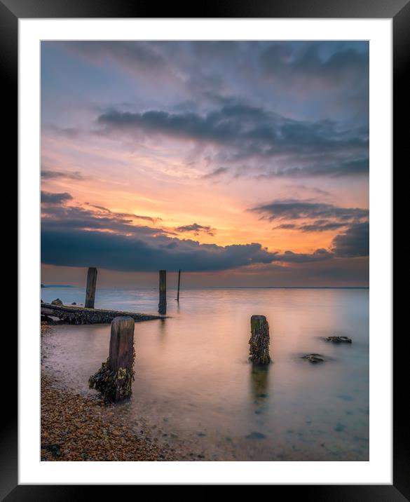 Sunset At Gurnard Isle Of Wight Framed Mounted Print by Wight Landscapes