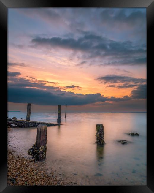Sunset At Gurnard Isle Of Wight Framed Print by Wight Landscapes