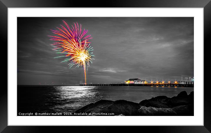 Clacton Pier Firework Colour Framed Mounted Print by matthew  mallett