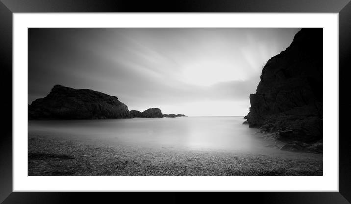 Woolacombe Monochrome Framed Mounted Print by mark leader