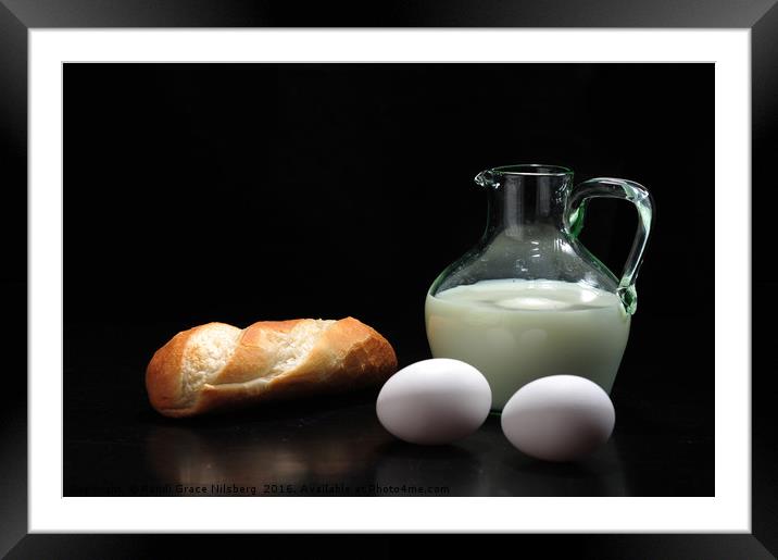 Milk, bread and eggs Framed Mounted Print by Randi Grace Nilsberg