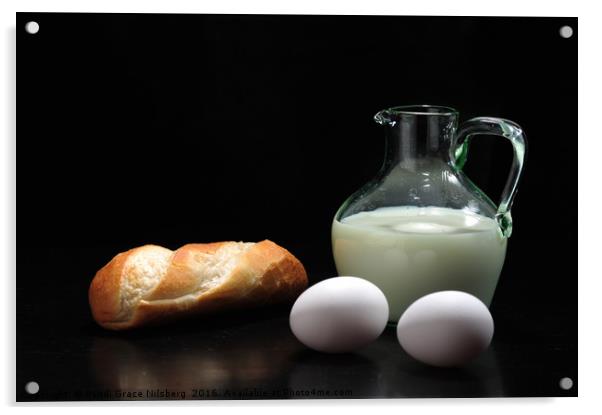 Milk, bread and eggs Acrylic by Randi Grace Nilsberg