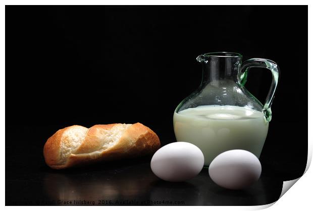 Milk, bread and eggs Print by Randi Grace Nilsberg