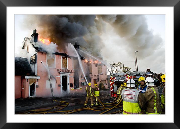 Major Fire in Disused Pub Framed Mounted Print by Eddie Howland