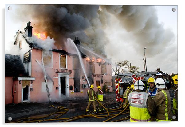 Major Fire in Disused Pub Acrylic by Eddie Howland