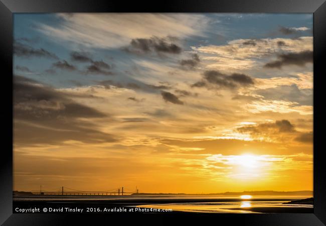 Severn Bridge Sunset Framed Print by David Tinsley